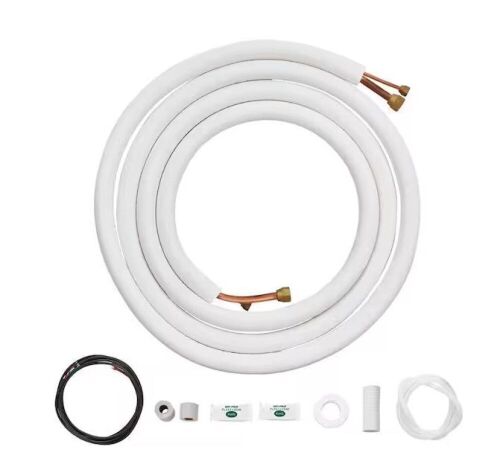 VEVOR 16 ft. Mini Split Line Set 1/4 in. and 1/2 in. O.D Copper Pipes Tubing and Triple-Layer Insulation for Air Conditioning - Lot 792