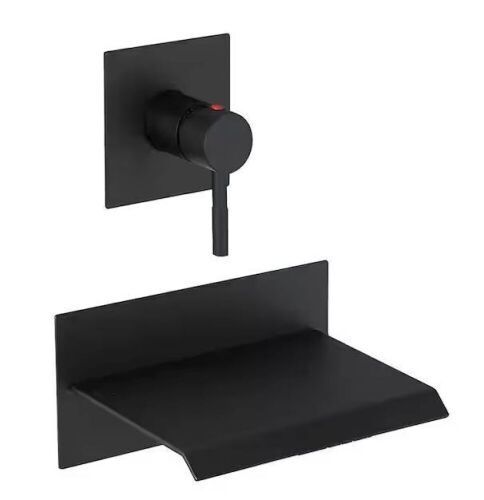 BWE Single Handle Wall Mount Spout Waterfall Tub Faucet Bathtub Filler in Matte Black - Lot 797