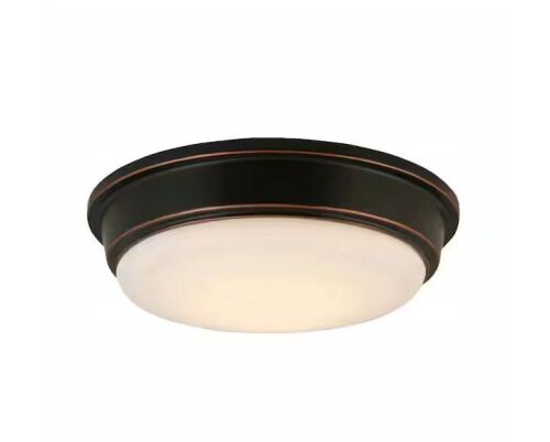 Hampton Bay 11 in. Oil Rubbed Bronze Integrated LED Outdoor Flush Mount Ceiling Light - Lot 897