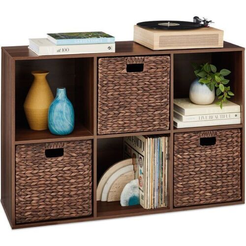 6-Cube Bookshelf, 13.5in Storage Display w/ Removable Panels, Customizable - Lot 415