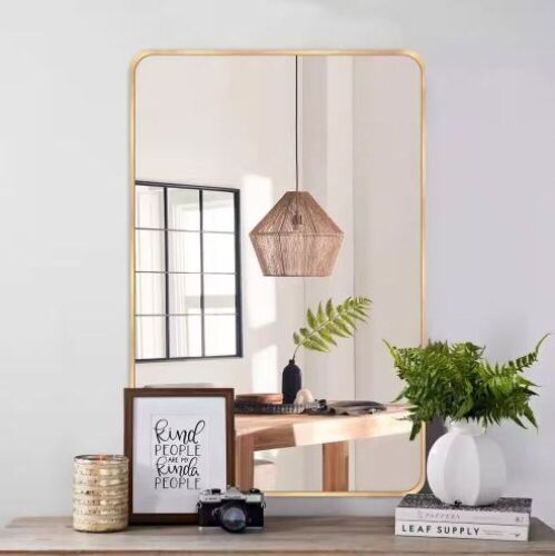 LuxHomez 20 in. W x 30 in. H Gold Rectangle Wall Mirror Aluminum Alloy Frame - Lot 149