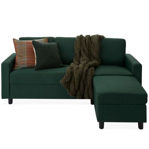 Upholstered Sectional Sofa Couch w/ Chaise Lounge, Reversible Ottoman Bench - Lot 24