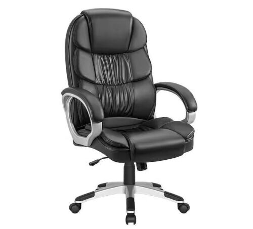 LACOO Black PU Leather Big and High Back Executive Office Chair with Lumbar Support - Lot 124