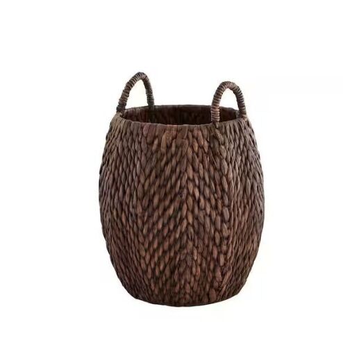 Home Decorators Collection Round Brown Woven Water Hyacinth Decorative Poppy Basket - Lot 133