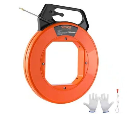 VEVOR Fish Tape 100 ft. 3/16 in. Fiberglass Wire Puller Fishing Tool with Handle - Lot 867