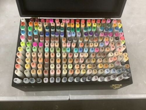 Alcohol-Based Marker Pen Kit w/ Brush & Chisel Tip, Carrying Case - Lot 259
