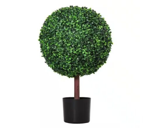 Outsunny 23.5 in. Green Artificial Boxwood Topiary Ball Tree - Lot 340