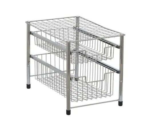 Silver Cabinet Organizer with Double Pull Out Basket - Lot 342