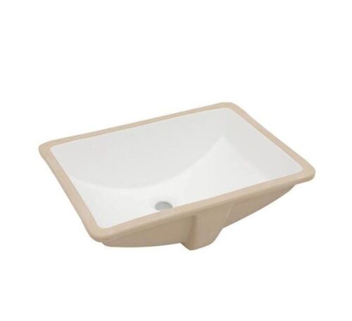 21.5 in. x 15 in. White Ceramic Rectangular Undermount Bathroom Sink with Overflow - Lot 442