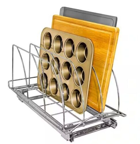 LYNK PROFESSIONAL Slide Out Kitchen Cabinet Rack 10 in. W x 21 in. D - Chrome - Lot 447