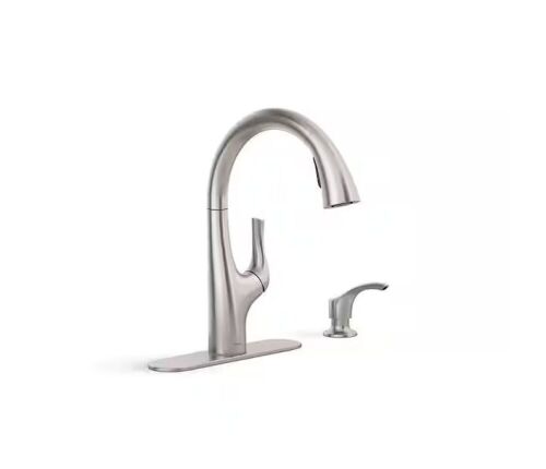 KOHLER Avi Single-Handle Pull Out Sprayer Kitchen Faucet in Vibrant Stainless - Lot 550