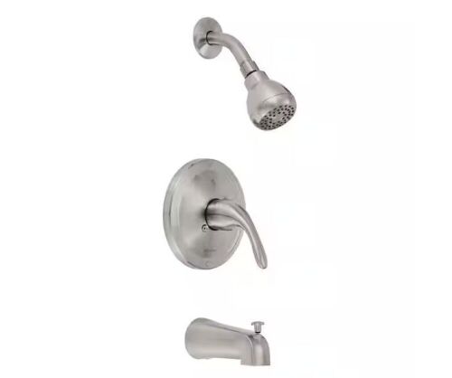 Glacier Bay Builders Single Handle 1-Spray Tub and Shower Faucet 1.8 GPM in Brushed Nickel  - Lot 557