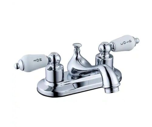 Glacier Bay Teapot 4 in. Centerset Double-Handle Low-Arc Bathroom Faucet in Polished Chrome - Lot 559