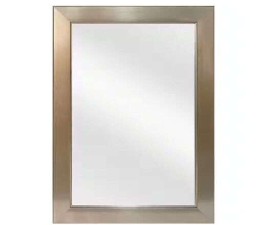 Glacier Bay 24 in. W x 35 in. H Rectangular PS Framed Wall Mirror in Brushed Nickel - Lot 642
