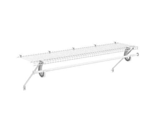 ClosetMaid SuperSlide 48 in. W x 12 in. D White Steel Wire Closet Shelf with Closet Rod - Lot 750