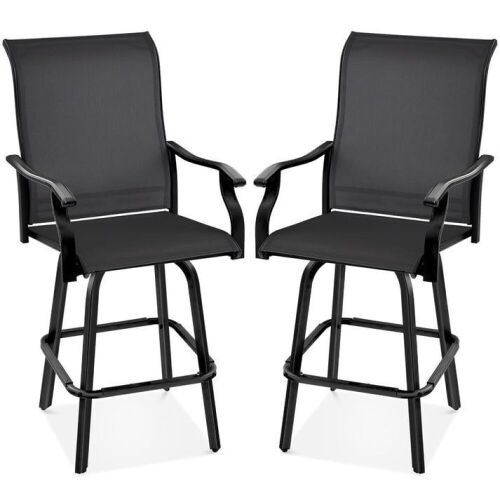 Set of 2 Swivel Barstools w/ 360 Rotation, All-Weather Mesh - Lot 234