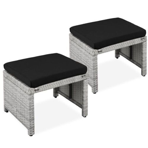Set of 2 Multipurpose Wicker Ottomans w/ Removable Cushions, Steel Frame - Lot 236