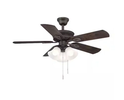 Hampton Bay Glendale III 42 in. LED Indoor Oil Rubbed Bronze Ceiling Fan with Light and Pull Chains Included - Lot 528