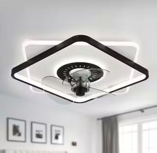 Cotti 20 in. Integrated LED Indoor White Square Low Profile Ceiling Fan with Light & Remote - Lot 534