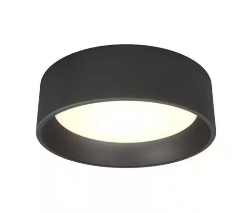 Artika Alton 13 in. 1-Light Modern Black Integrated LED 3 CCT Flush Mount Ceiling Light Fixture  - Lot 620