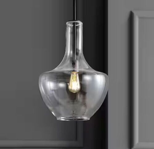 JONATHAN Y Watts 13.25 in. 1-Light Oil Rubbed Bronze/Clear LED Pendant with Glass/Metal - Lot 633