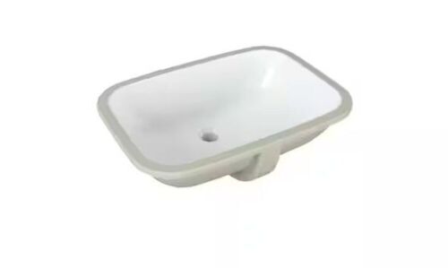 Glacier Bay 22 in. Ceramic Rectangular Undermount Bathroom Sink in White with Overflow Drain - Lot 756