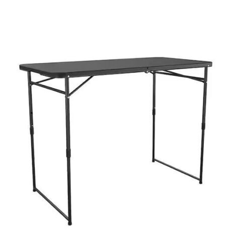COSCO 4 ft. Fold-in-Half Adjustable Height Indoor/Outdoor Utility Table, Black - Lot 821