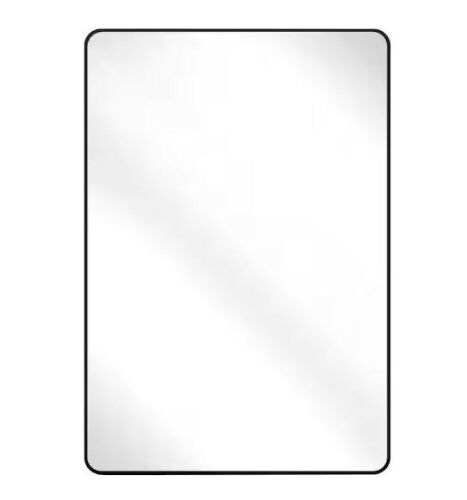 XRAMFY 26 in. W x 38 in. H Rectangular Aluminum Alloy Framed Rounded Black Wall Mirror - Lot 823