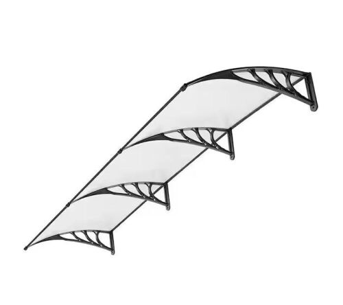 VIVOHOME 10 ft. Polycarbonate Transparent Window Door Awning with Black Bracket - Lot 827