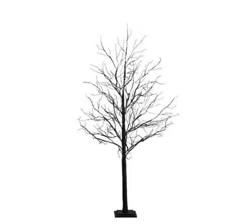  Nearly Natural 6 ft. Pre-Lit Deluxe Black Twig Artificial Tree with 156 Orange and Purple LED Lights - Lot 829