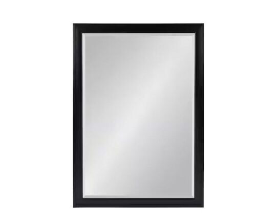DesignOvation Bosc 27.5 in. W x 39.5 in. H Framed Rectangular Beveled Edge Mirror in Black - Lot 841