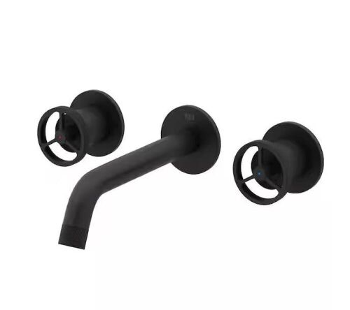 VIGO Cass Two Handle Wall Mount Bathroom Faucet in Matte Black - Lot 200