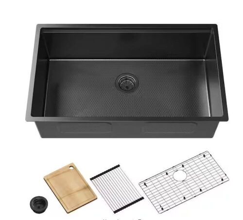 Movisa 32 in. Undermount 16 Gauge Stainless Steel Honeycomb Pattern Nano Coated Sink - Lot 612