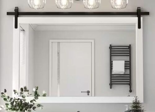 PRIMEPLUS 40 in. W x 26 in. H Large Rectangle Wood Framed Wall Mirror - Lot 704