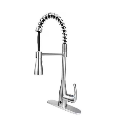 FLOW Motion Activated Single-Handle Pull-Down Spring Neck Sprayer Kitchen Faucet in Brushed Nickel - Lot 716