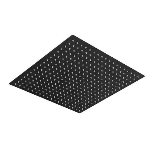 BWE 1-Spray Patterns 16 in. Single Wall Mount & Ceiling Mount Square Rain Fixed Shower Head in Matte Black - Lot 803