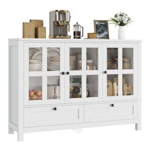  2 Drawer Kitchen Sideboard with 3 Glass Doors, 47.2” W  - Lot 48