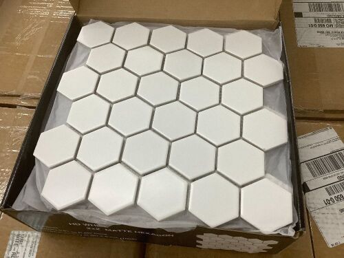 Pallet of (16) Cases  MSI White 2 in. Hexagon 11 in. x 11 in. Matte Porcelain Mesh-Mounted Mosaic Floor and Wall Tile, 207.36 Sq Ft Total - Lot 37
