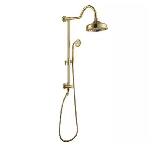 1-Spray Patterns with 2.5 GPM 8 in. Wall Mount Dual Shower Heads in Brushed Gold  - Lot 30