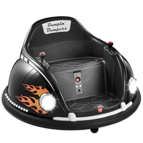 6V Kids Ride On Bumper Car Toy w/ Remote, Harness, Lights, 360 Degree Spin - Lot 6059