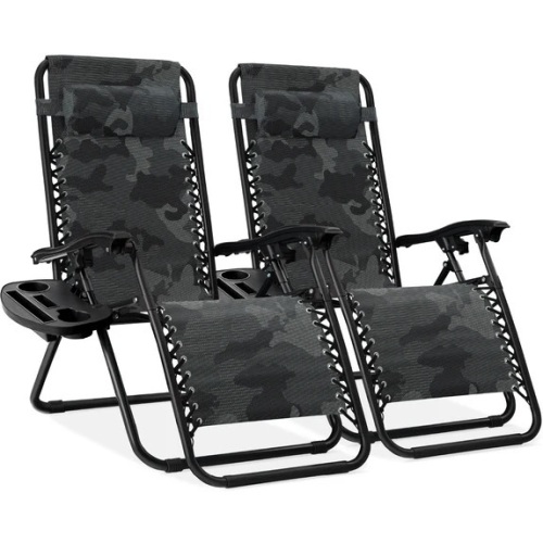 Set of 2 Adjustable Zero Gravity Patio Chair Recliners w/ Cup Holders - Lot 6147