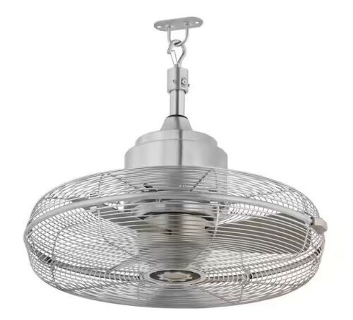 Hampton Bay Conyer 20 in. Indoor/Wet Outdoor 3-Speed Anywhere Fan Silver with Convenient Hanging Hook - Lot 98