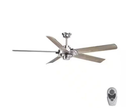 Progress Lighting Ellwood 68 in. Indoor Brushed Nickel Coastal Ceiling Fan with Remote  - Lot 99