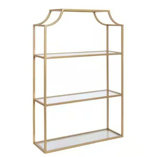 Kate and Laurel Ciel 6 in. x 20 in. x 30 in. Gold Metal Floating Decorative Wall Shelf Without Brackets - Lot 142