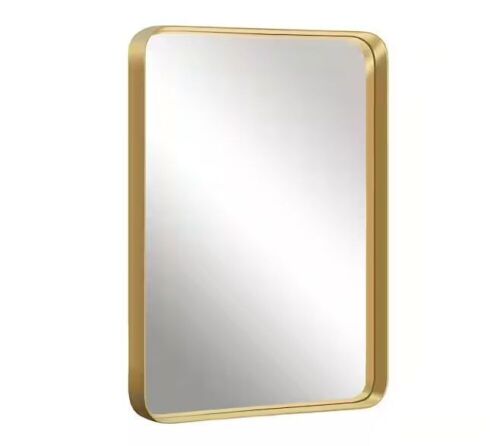 Dovelina 28 in. W x 24 in. H Alloy Aluminium Frame Gold Wall Mirror - Lot 147