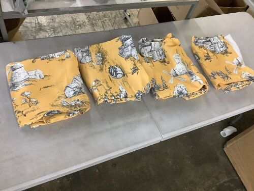 Lot of (4) Lush Decor Yellow/Gray Toile Rod Pocket Room Darkening Curtain, 52 in. W x 95 in. L - Lot 149