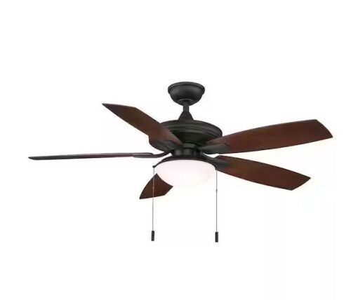Hampton Bay Gazebo III 52 in. Indoor/Outdoor Wet Rated Natural Iron Ceiling Fan with LED Bulbs Included - Lot 171