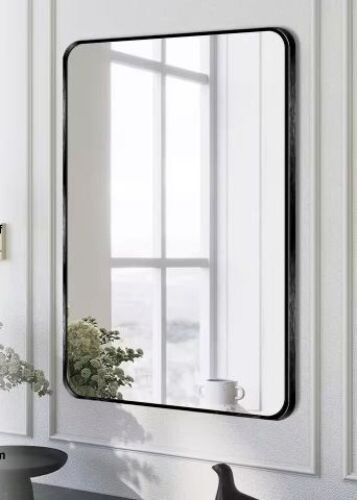 LuxHomez 20 in. W x 30 in. H Black Vanity Rectangle Wall Mirror Aluminum Alloy Frame - Lot 257