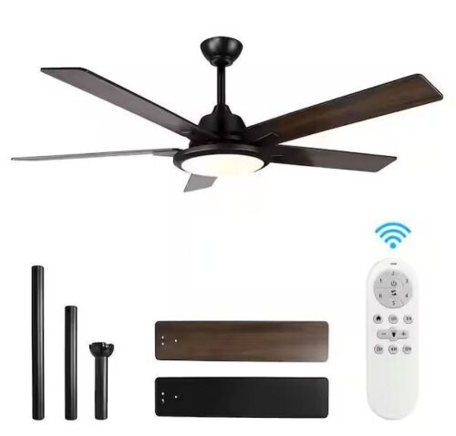BICIK Modern 52 in. Indoor/Outdoor Black Dimmable Ceiling Fan with 5 Dual Finish Blades and Remote - Lot 291