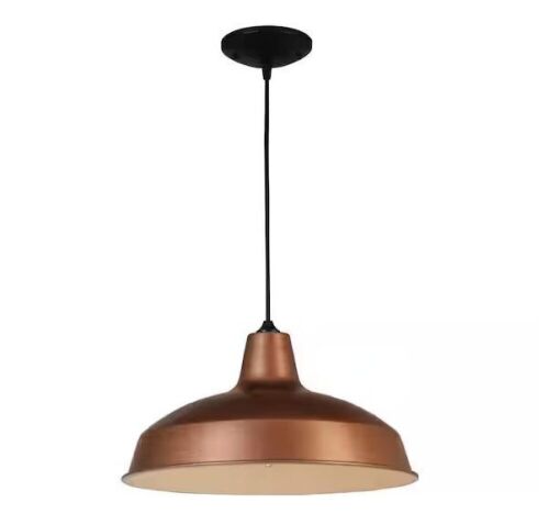 Hampton Bay 1-Light Vintage Copper Warehouse Pendant with Metal Shade - Lot 292